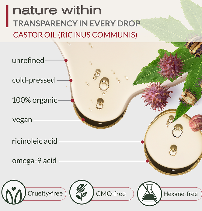 Organic Castor Oil – 32 Fl Oz Glass Bottle