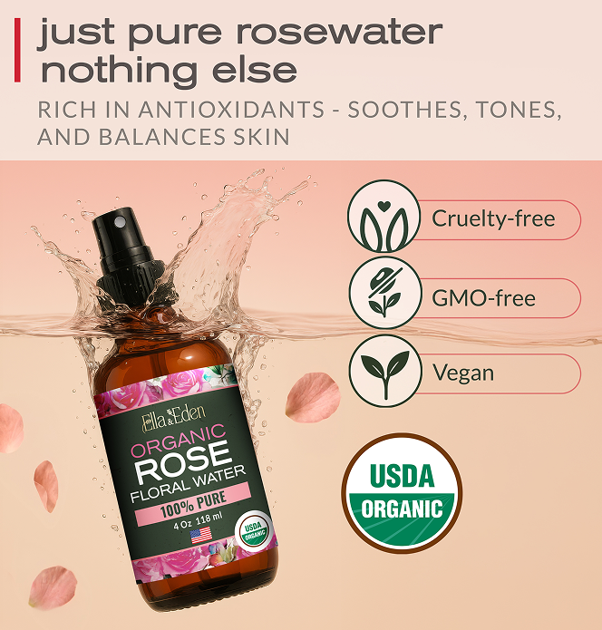 Organic Rose Water Spray 4 Fl Oz