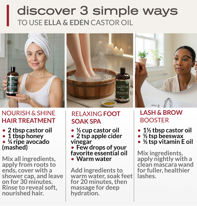 Organic Castor Oil – Cold Pressed Hexane-Free – 32 Fl Oz Glass Bottle