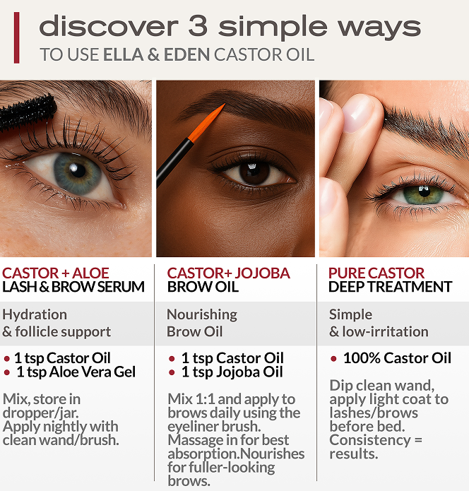 Organic Castor Oil for Eyelashes - 4 Fl Oz Glass Bottle