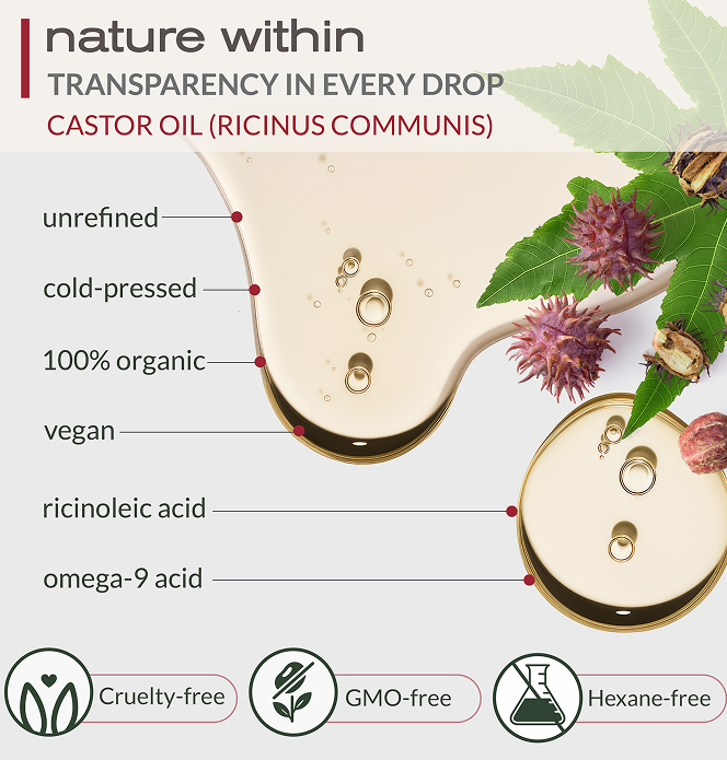 Pure Castor Oil 32oz, cold pressed