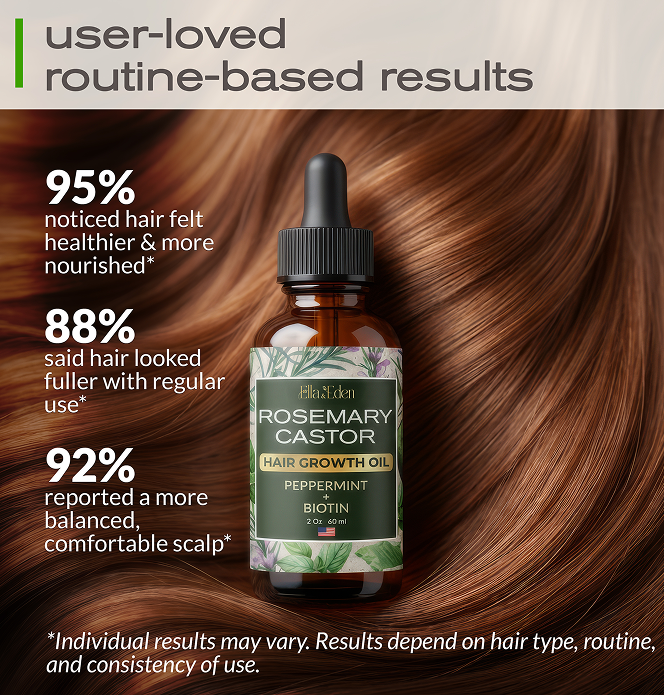 Hair Growth Oil with Rosemary, Castor, Peppermint Oils & Biotin