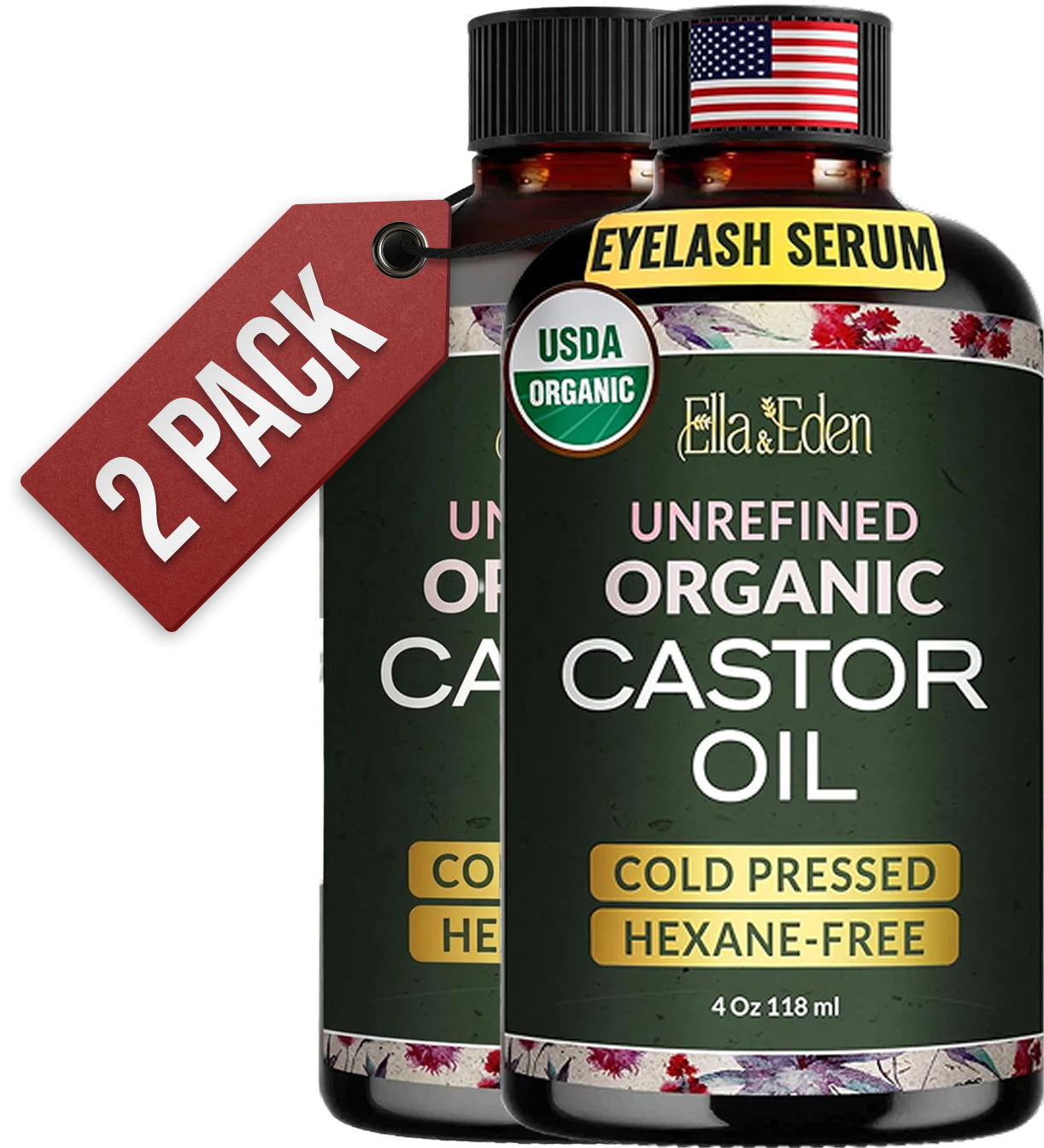 Organic Castor Oil for Eyelashes - 4 Fl Oz Glass Bottle