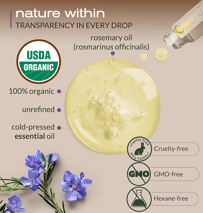 Pure Rosemary Oil 4oz, steam-distilled