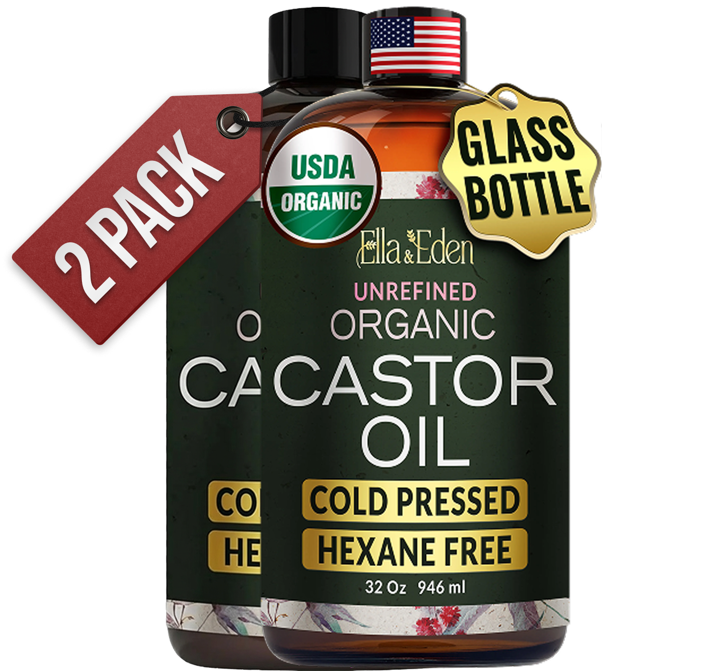 Organic Castor Oil – 32 Fl Oz Glass Bottle