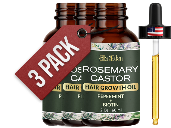 Hair Growth Oil with Rosemary, Castor, Peppermint & Biotin