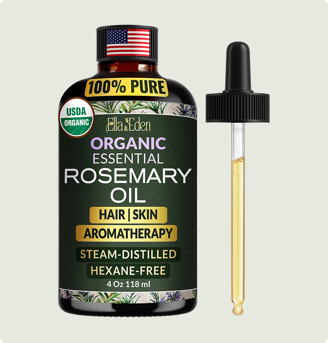 Organic rosemary essential oil for hair, skin, and aromatherapy — 100% pure, USDA organic, steam-distilled