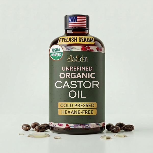 Organic Castor Oil for Eyelashes - 4 Fl Oz Glass Bottle