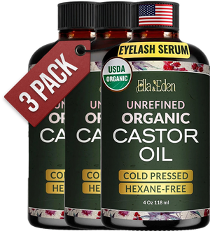 Organic Castor Oil for Eyelashes - 4 Fl Oz Glass Bottle