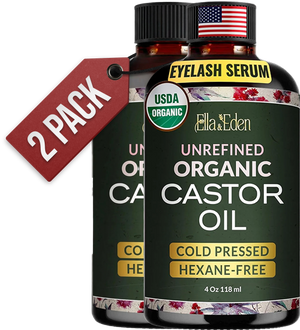 Organic Castor Oil for Eyelashes - 4 Fl Oz Glass Bottle