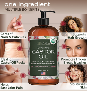 Organic Castor Oil – 16 Fl Oz Glass Bottle
