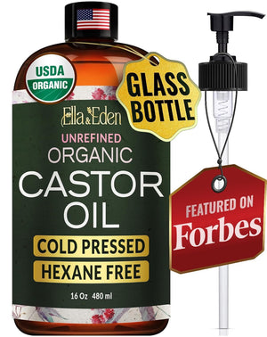 USDA Organic Castor Oil, 100% Pure Cold-Pressed Hexane-Free, 16 Oz