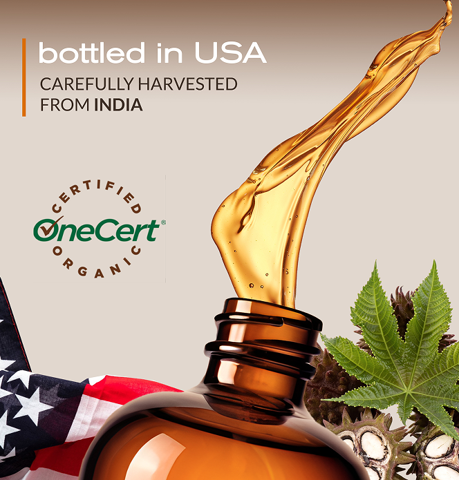 Organic Castor Oil – Cold Pressed Hexane-Free – 16 Fl Oz Glass Bottle