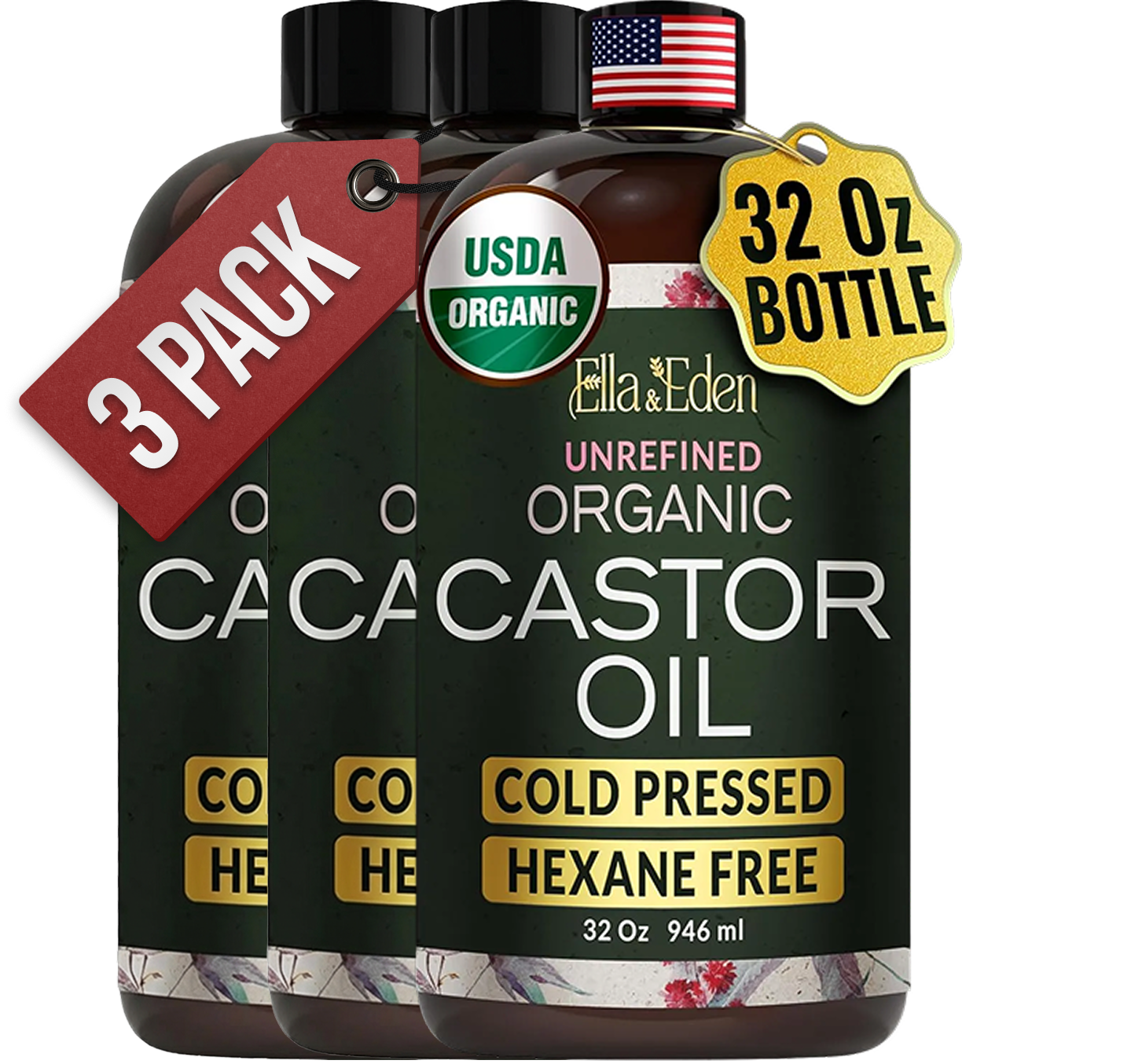 Pure Castor Oil 32oz, cold pressed