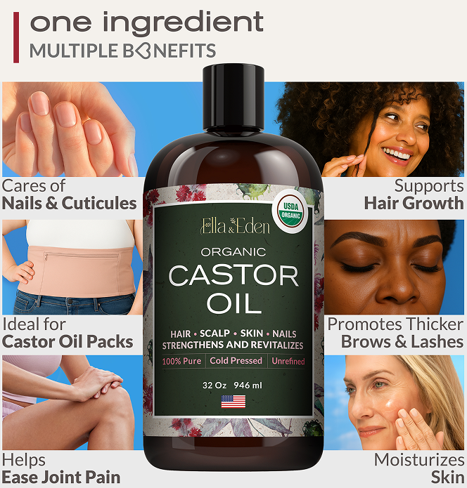 Pure Castor Oil 32oz, cold pressed
