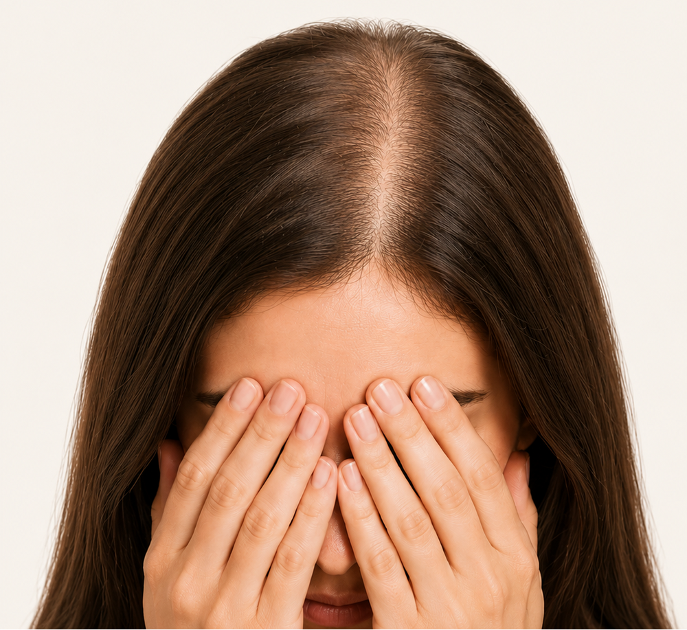 Around three months later, more strands begin to shed at the same time