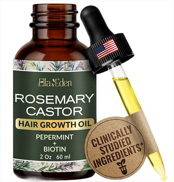 Hair Growth Oil with Rosemary, Castor, Peppermint Oils & Biotin